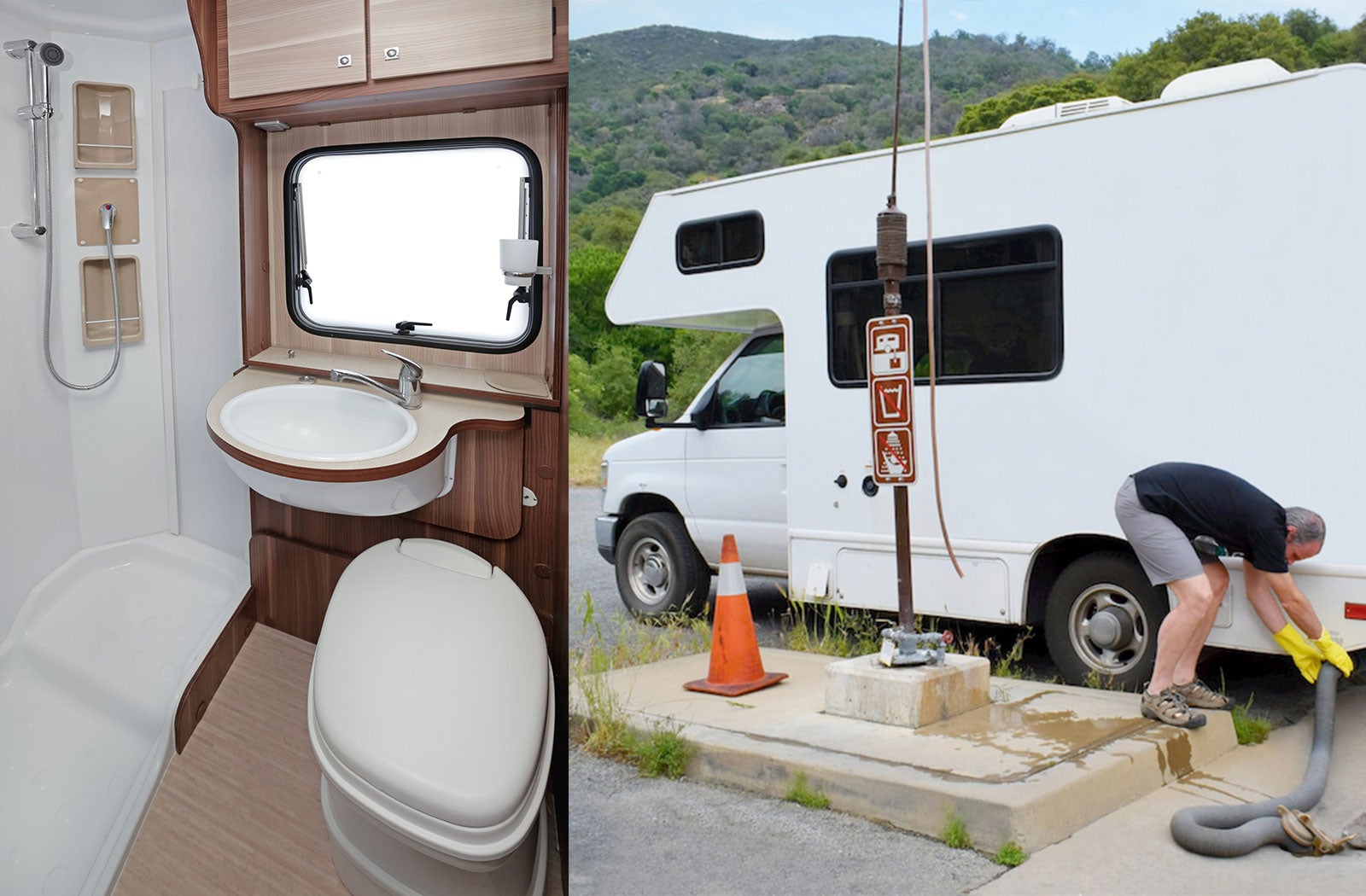 Portable RV/camper toilet and holding tank setup in Wilkes-Barre, Pennsylvania